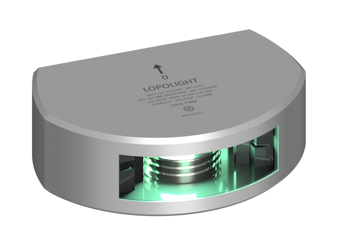 2nm 135° Green follow-me stern, vert mnt, dimm 2nm 135° Green follow-me stern, vert mnt, dimm